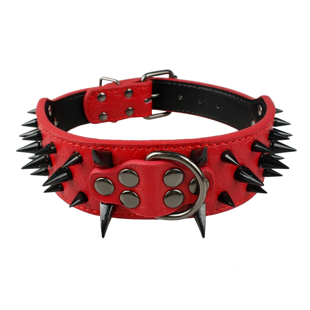 Large Dog Collar Spiked Studded For Pitbull German Shepherd Training Leather Dog Colla With Spikes For Mastiff Rottweiler