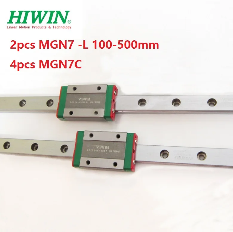 

2pcs Original Hiwin linear guide rail MGN7 -L 100mm/200mm/300mm/400mm/500mm+4pcs MGN7C Mini blocks for CNC router 3d pritner