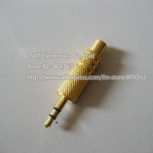 3.5mm Stereo Audio male Plug Gold Plated with Spring 100Qty  Free shipping