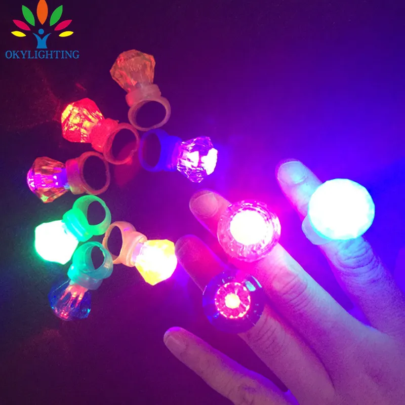 

Wholesale 108pcs/lot Light Up Ring LED Finger Lights Wedding Party decoration supplies Flash Simulation Diamond ring Kids Toy