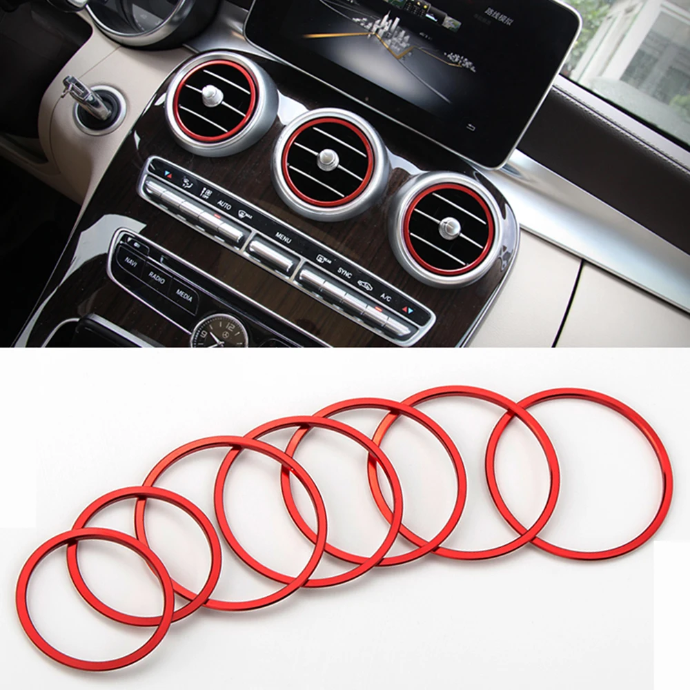 Car Air Vent Trim Ring For Mercedes Benz GLC C Class C200 C220 C300 GLC250 MB X253 W205 AC Panel Outlet Decoration Cover Sticker