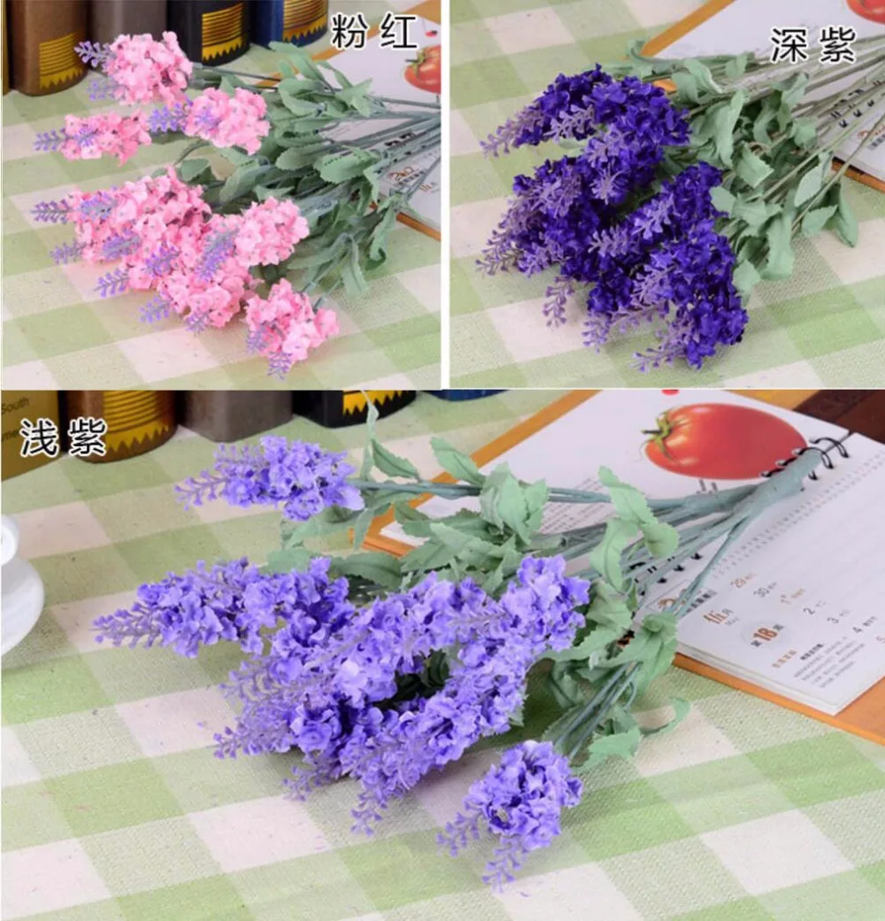 10 Bundles 36cm Lavender Artificial Silk Flowers For Wedding Party Home Office Hotel Decoration