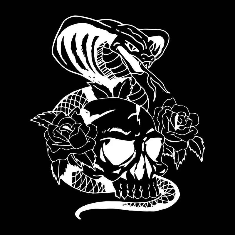 21.9*25.4CM Thriller Cobra Car Stickers Skull Roses Interesting Motorcycle Vinyl Decals Black/Silver C7-1359