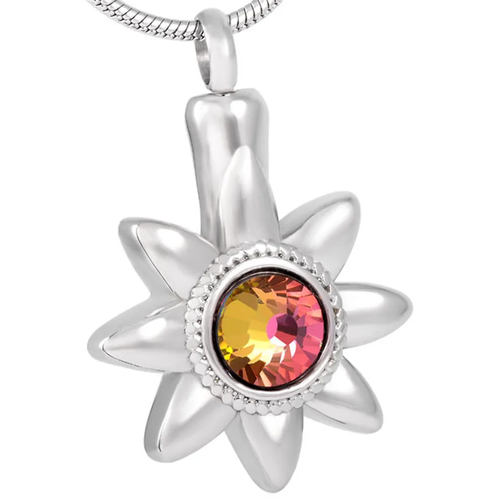 

MJD8097 Sunflower Shiny Rainbow Cremation Pendant Jewelry Memorial Necklace (pendant only