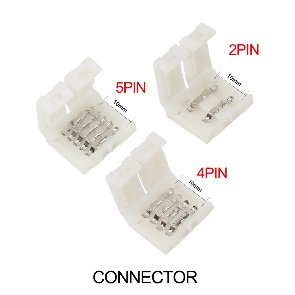 5PCS Free Soldering LED Connector 2PIN 3PIN 4PIN 5PIN L / T / X Shape Corner connector for 10mm LED Strip Light RGB RGBW RGBWW