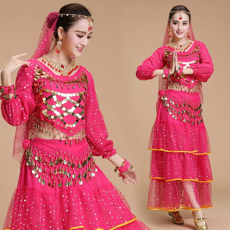 Long Sleeve Indian Belly Dance Costume Suit Female New Spring Summer 2019 Performance Clothes Women Oriental Dancing Wear H4550