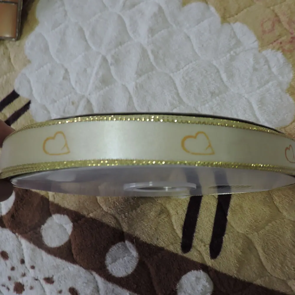 

Gold Edge Satin Ribbon, Custom Logo, Gift Print, 16mm