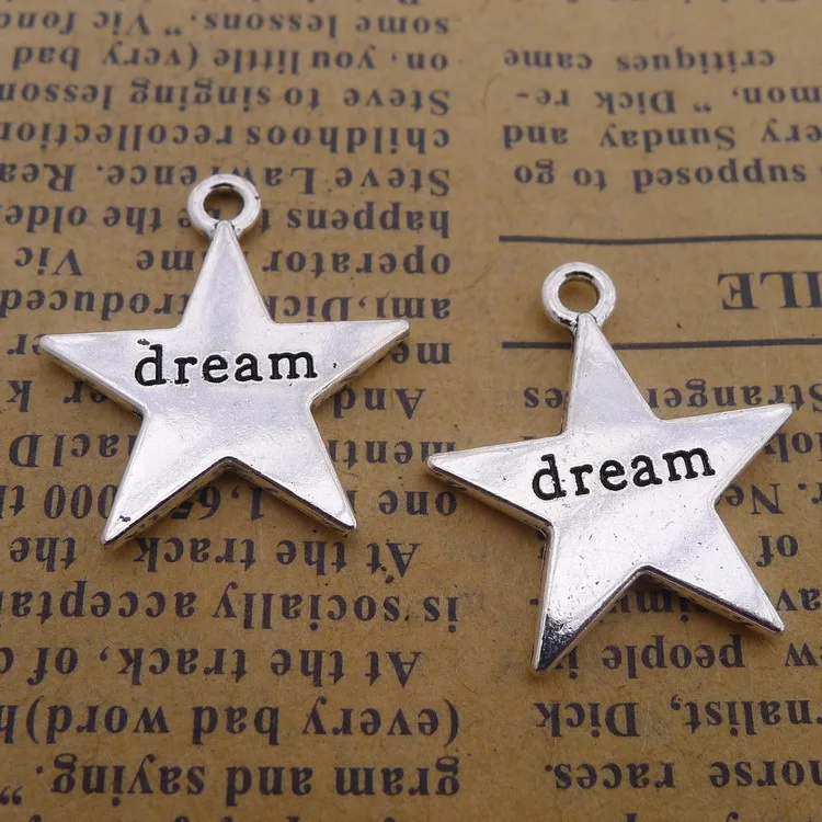 10pcs 20*23mm Antique Silver plated charm dream charms Five-pointed star charms pandent for jewelry making DIY bracelet necklace