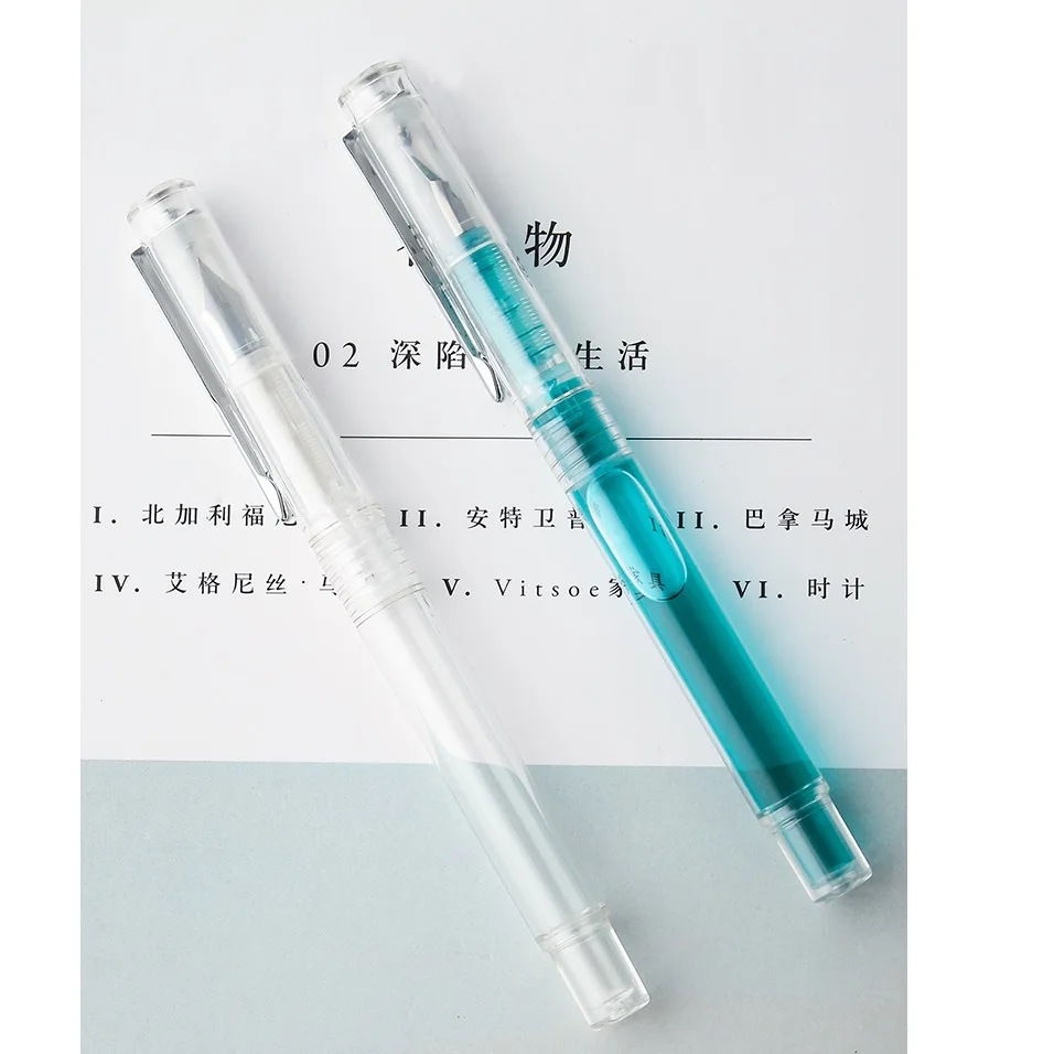 

Transparent Fountain pen Crystal impression Extra fine nib ink pens calligraphy writing Stationery Office school supplies A6215