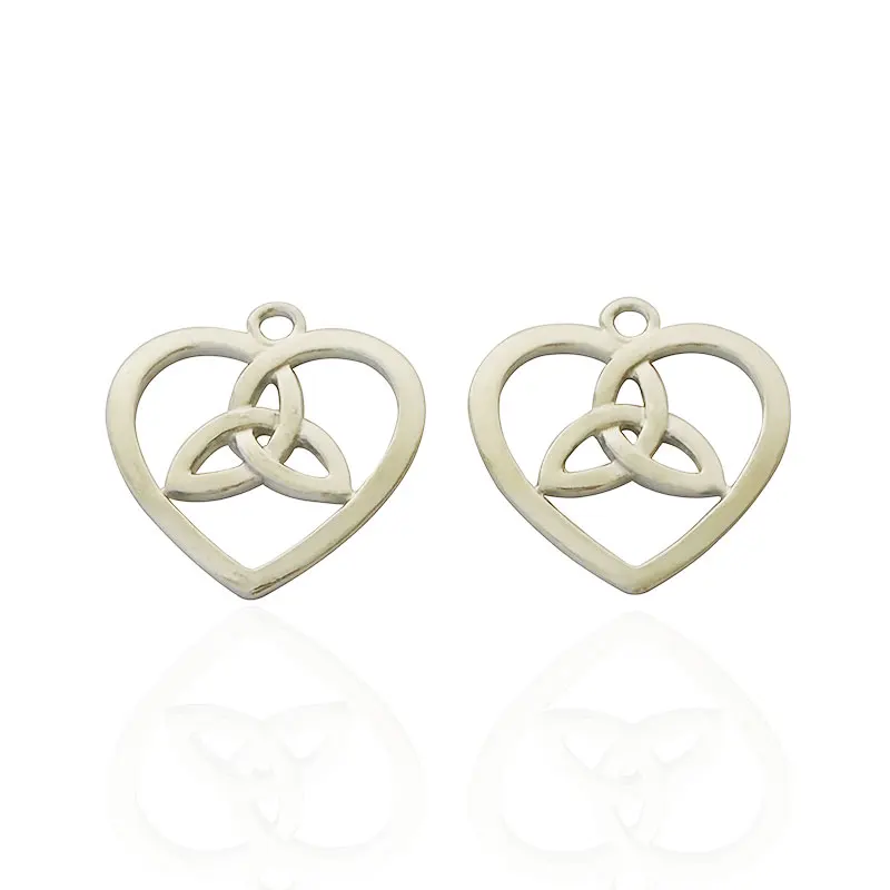 ZXZ 20pcs Open Heart Keltic Knot Trinity Triquetra Charms Pendants Double Sided for Necklace Making Findings