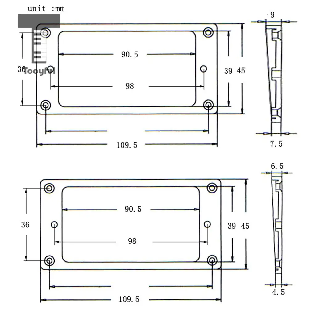 Tooyful 8-String Guitar Parts Plastic Humbucker Pickup Mounting Ring Frame for Replacement