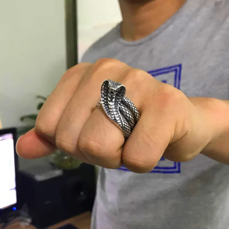 Steel soldier snake ring stainless steel men unique punk biker rock 3D design high quality animal jewelry  arrival