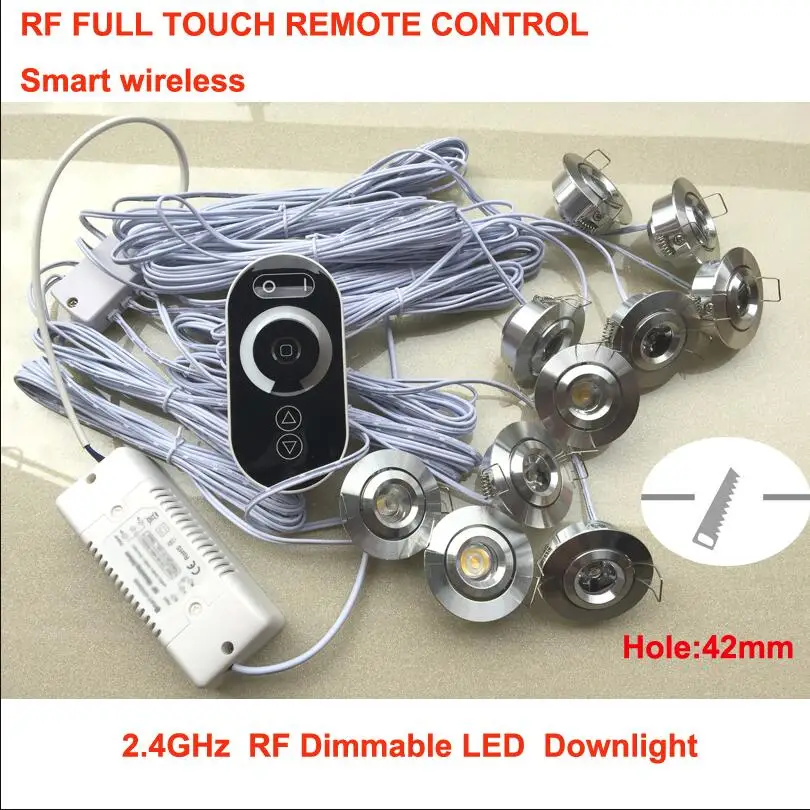 

10x3W Mini LED Downlights Dimmable 3W LED Recessed Ceiling Lamps LED Spot light With Driver+Controller+2.4G Dimmer