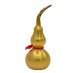 Traditional Chinese Feng Shui Copper Copper Gourd Brass Mental Golden Wu Lou Hu Lu Health Enhance Luck Ornament Decor Tai Chi