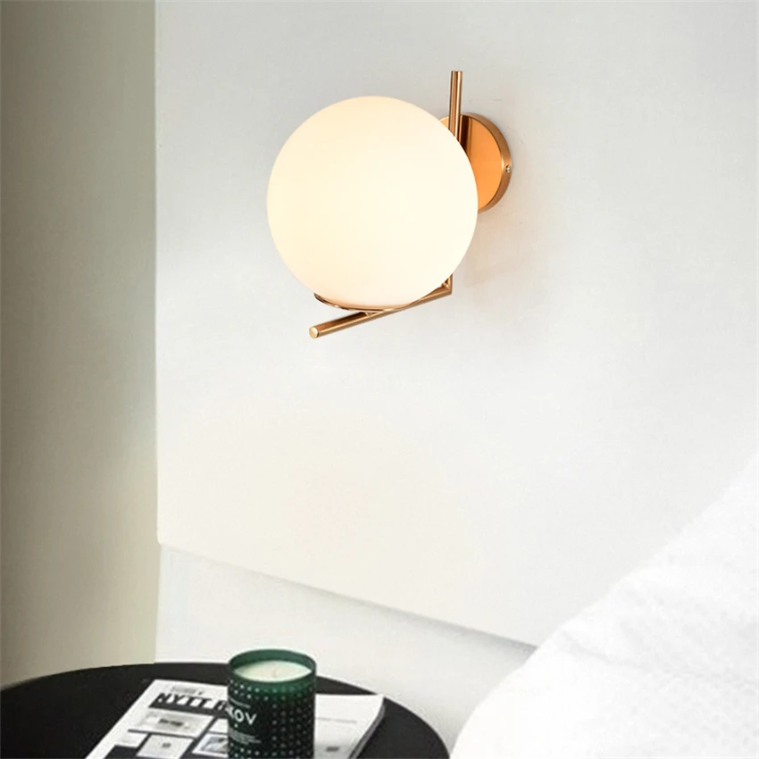 

Nordic Ball Shade E27 Wall Lamps Bedside Bedroom Modern Sconce Wall Lights Aisle Mirror Headlights Bathroom Reading Fixtures