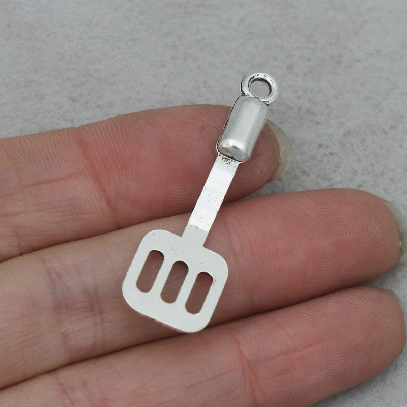 RAINXTAR Fashion Alloy Spatula Charms Cooking Shovel Charms Daily Use Charms 12*40mm 50pcs AAC1029