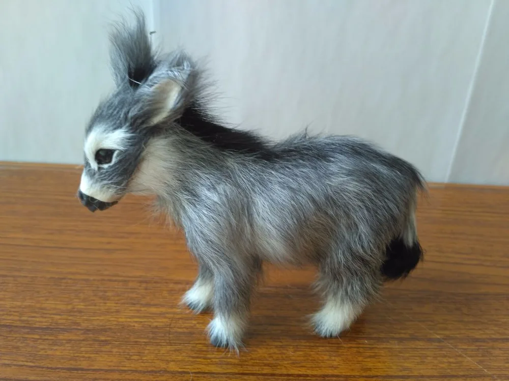 simulation gray donkey 14x12cm model plastic&furs donkey handicraft,home decoration toy gift d1502