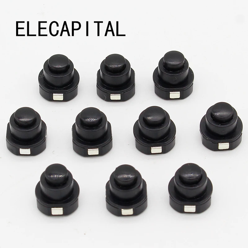 10PCS a lot Flashlight Torch Part Round Push Button Switch Black DC 30V 1A 10mm x 10mm (D*H)