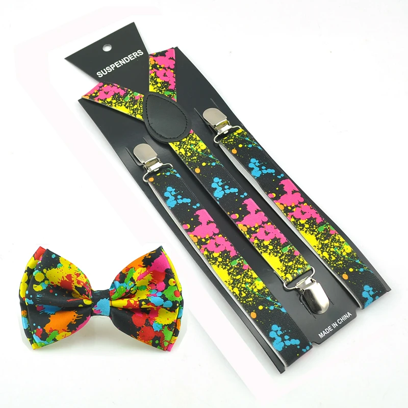 Nam Nữ Unisex "2 Quả Bom Tranh" Suspender Và Bowtie Bộ Hình Chữ Y Phím Đàn Piano Bộ Công Sở Đơn Giản bowtie Bộ Trang Phục Trang Trọng Quà Tặng