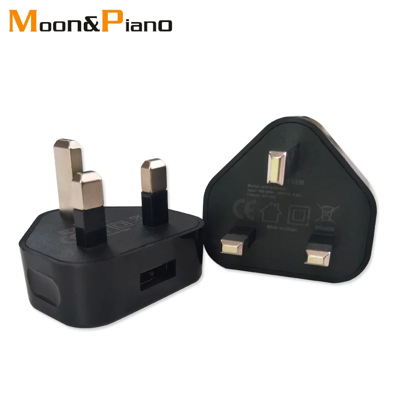 Adaptador de teléfono móvil con carga USB 5V1A, adaptador con certificado CE, enchufe de conversión del Reino Unido, viaje en Reino Unido, Noruega, Singapur y Maldivas