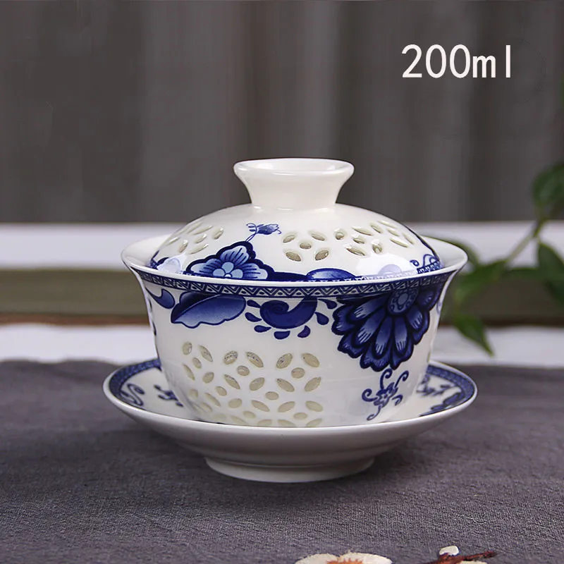 Chinese Tureen Tea Cup Set Ceramic Kungfu Tea Cup Saucer Set Drinkware