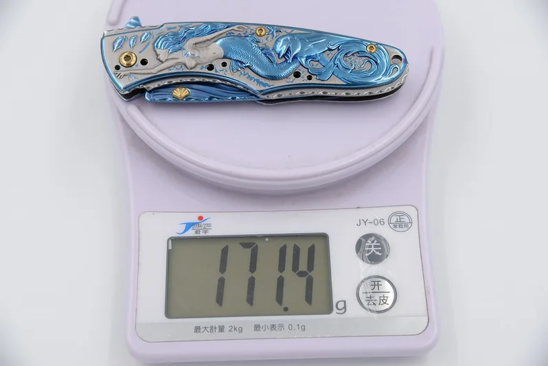 JUFULE coltello ribaltabile pieghevole a sirena dal design originale 8 cr15mov lama 420 manico cucina campeggio caccia 244 coltelli multiuso strumento EDC