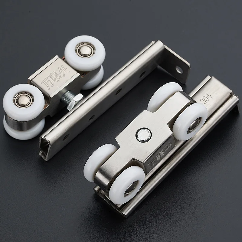 Stainless steel European solid wood sliding door 4 wheel hotel project push and pull hardware pulley strong bearing slide pulley