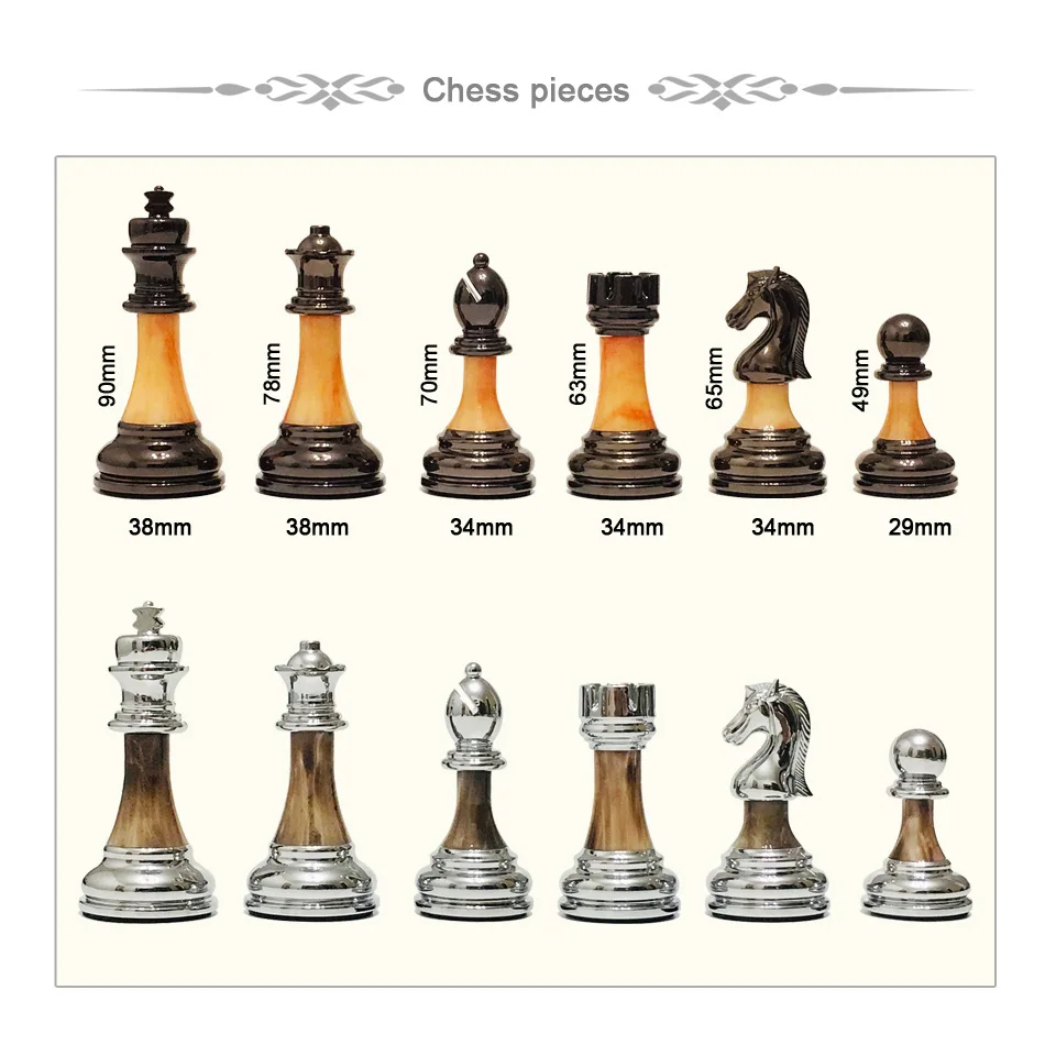 High Quality Chess Pieces King Height 90mm ABS Plastic Plating Process and Metal Aggravation Chessman Chess Game BSTFAMLY IA2