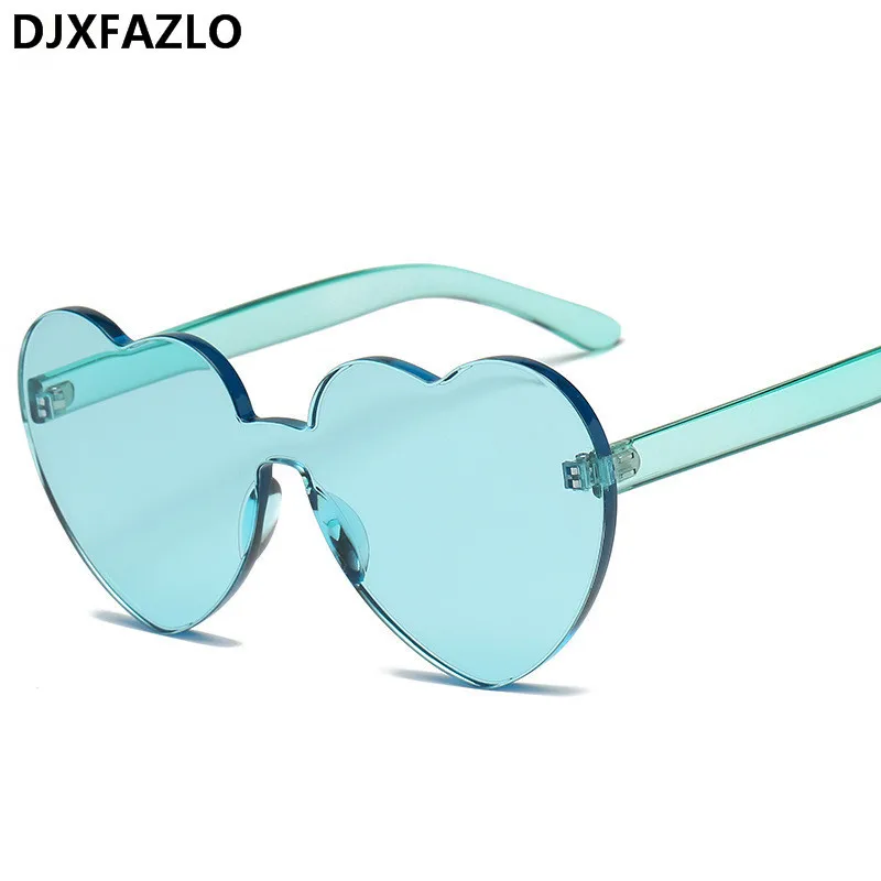 New Fashion Rimless Vintage Love Heart Sunglasses Women Luxury Brand Original Design Sun Glasses female UV400 oculos de sol