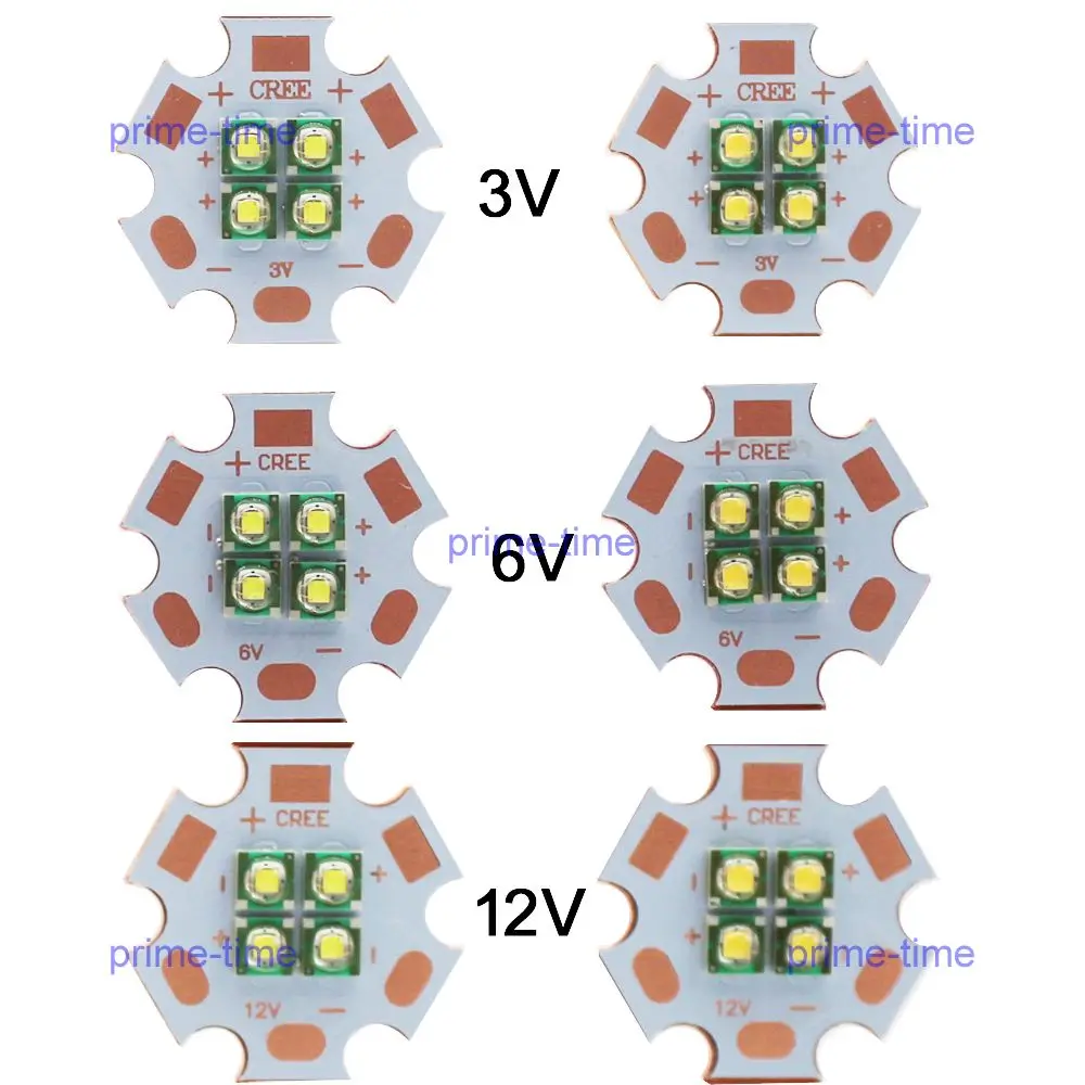 5x   10W XPE 4 Chips LED Emitter Instead Of MKR XML XP-E 3V 6V 12V White/Warm White/Blue/Green/Red/Yellow/Royal Blue 20mm PCB