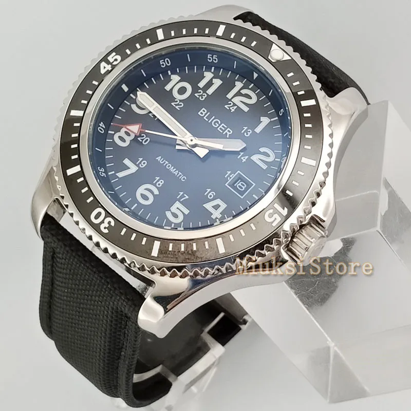 Imagem -06 - Relógio de Cerâmica com Mostrador Azul Automático para Homens Numeral Arábico Pulseira de Relógio Esportivo Luxo Horloge 44 mm