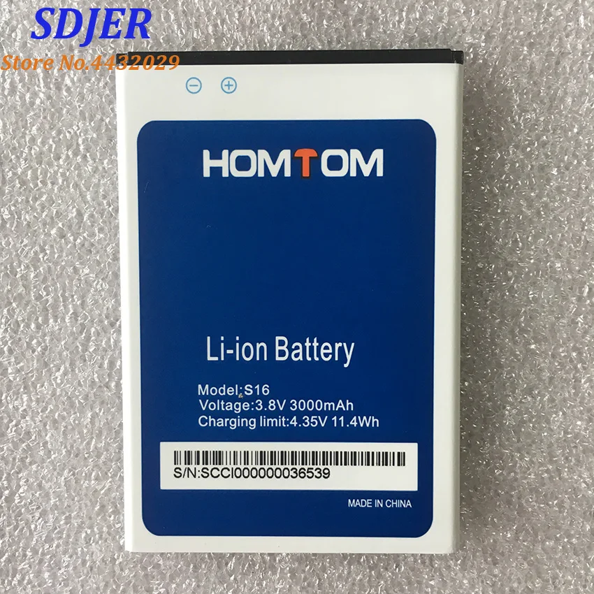 100% Original HOMTOM S16 Battery Large Capacity 3000mAh Backup Replacement For MTK6580 Smart Phone