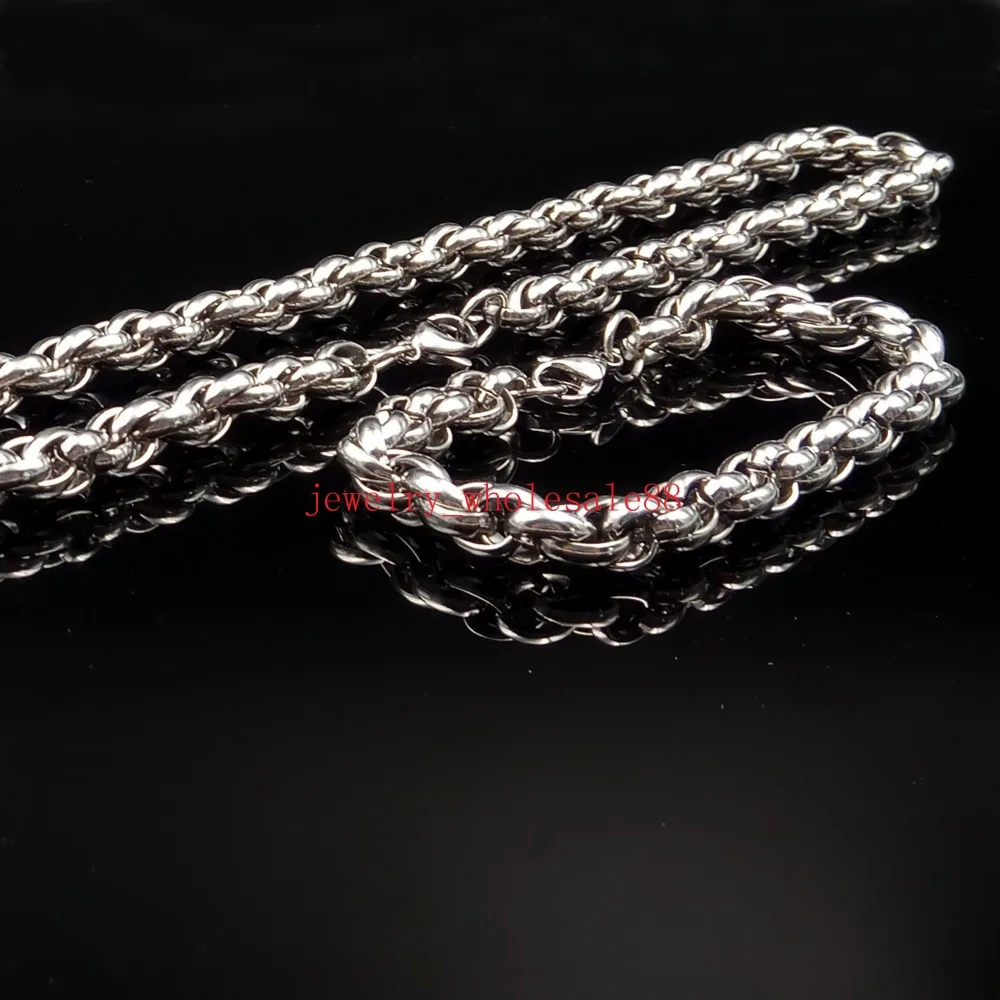 

Men's Jewelry set Stainless Steel 9mm Round Rope Chain Necklace and Bracelet