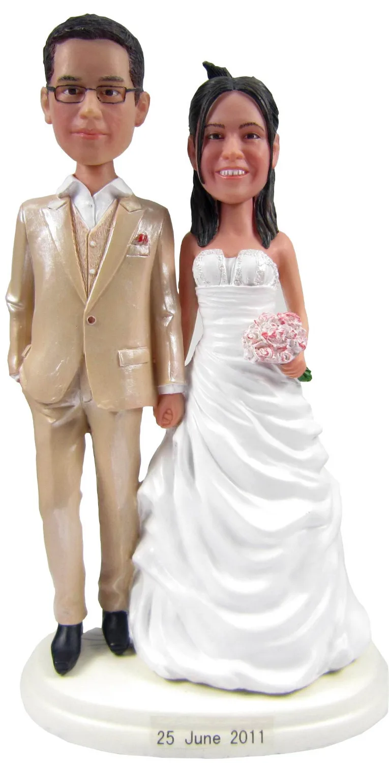 Personalized bobblehead doll sweet couple wedding gift wedding decoration fixed polyresin body + polyresin head Custom doll