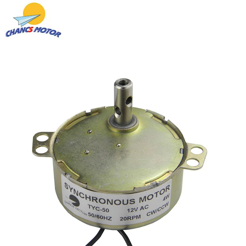 CHANCS Synchronous Motor TYC-50 12V AC 20-24RPM CW/CCW 4W Geared Motor Slow Speed Electric Motor