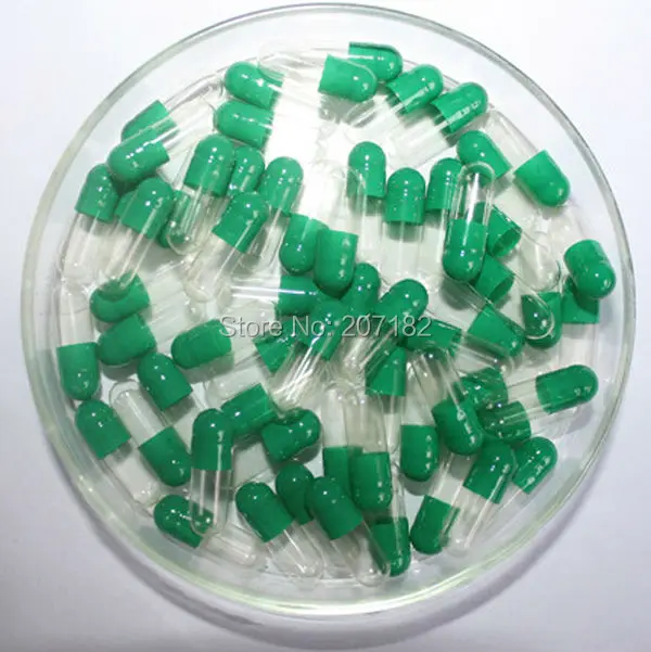 

(10,000pcs/pack) 0# Green/Clear Color Hard Gelatin Empty Capsule---Cap and Body Separated