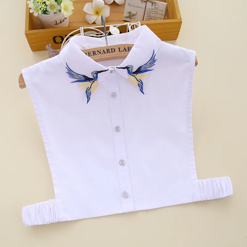 YSMILE Y Fashion Design Heavy Bird Embroidery Vest Blouse Shirt Fake Collar Women Neck Detachable Vertical Small Lapel B211