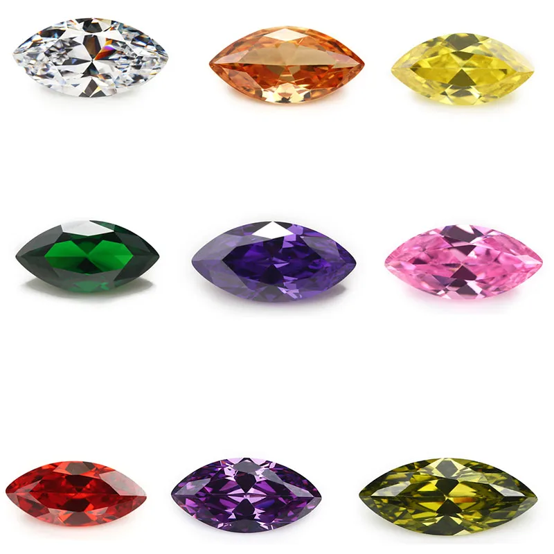 1.5x3~10x20mm AAAAA Marquise Shape Golden Yellow, Voilet, Olive, Purple, Black, Pink Cubic Zirconia Stone Loose cz kamienie szlachetne