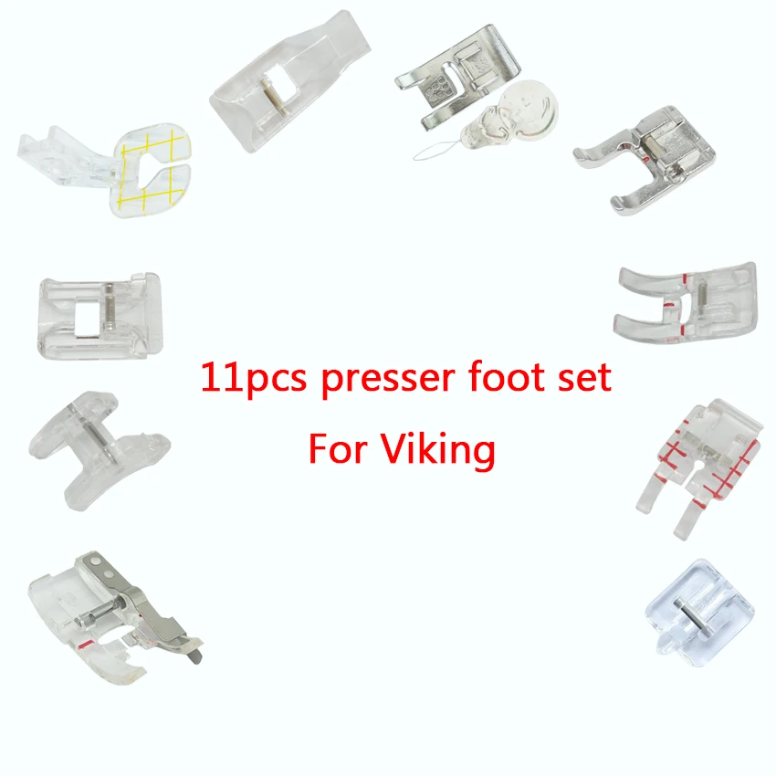 11 pcs presser foot for Husqvarna Viking SEWING MACHINES Embellishment Foot Piecing Foot 7 Groove Cording Foot