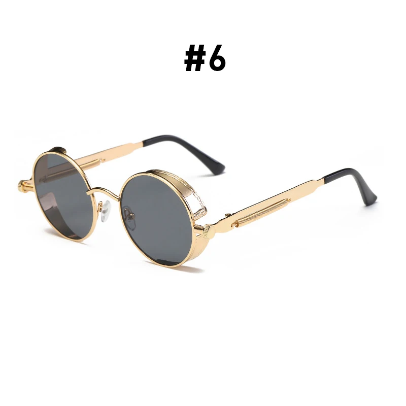 VIVIBEE Vintage Steampunk Rote Sonnenbrille für Herren, Runde Punk-Legierung Metall Retro Sonnenbrille für Damen, 2026 Goggles im Gothic-Stil