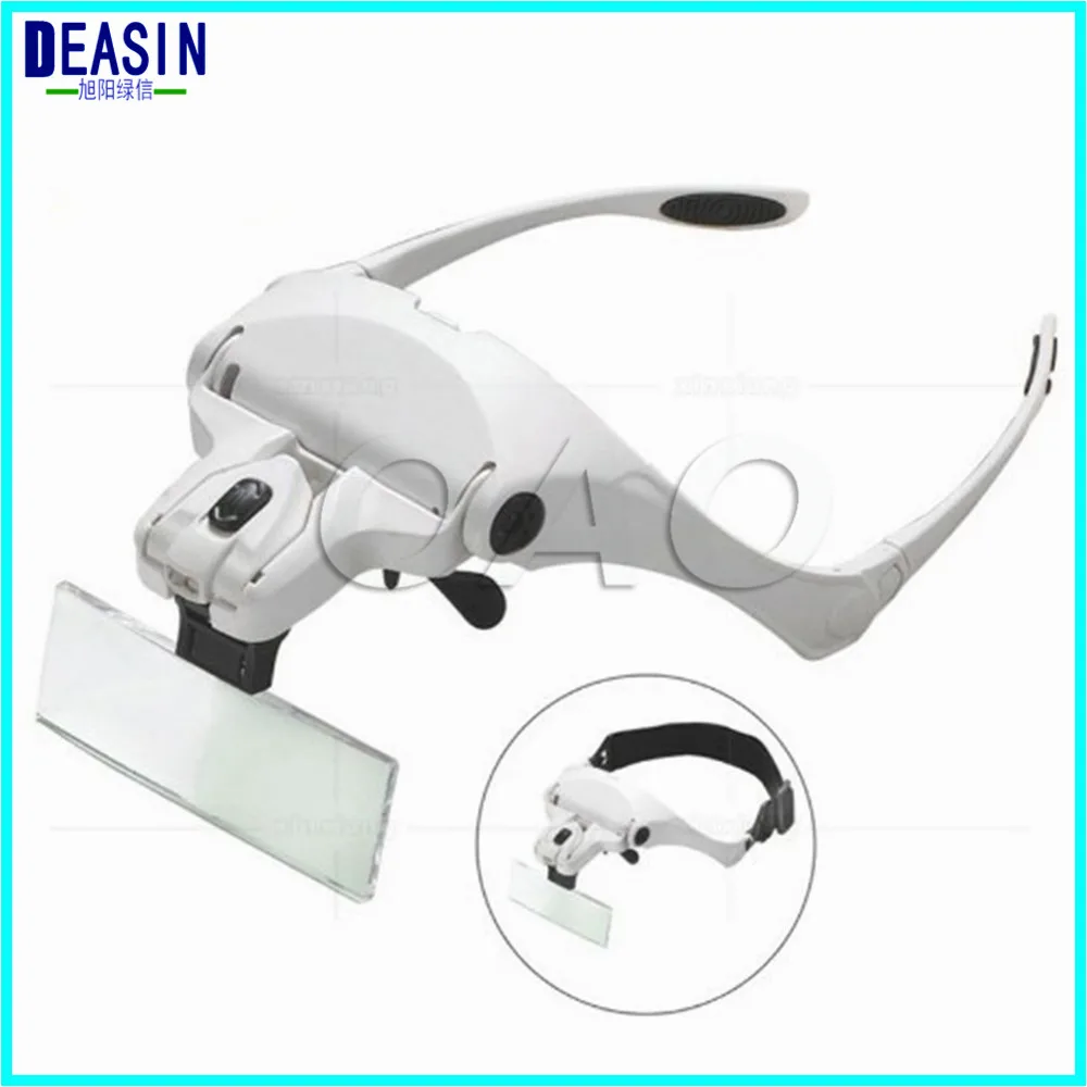 

Dental 1.0X-3.5X Adjustable 5 Lens Loupe Headband 2LED Lights Eyewear Magnifier Magnifying Glasses with Lamp Jewelry Repair Tool