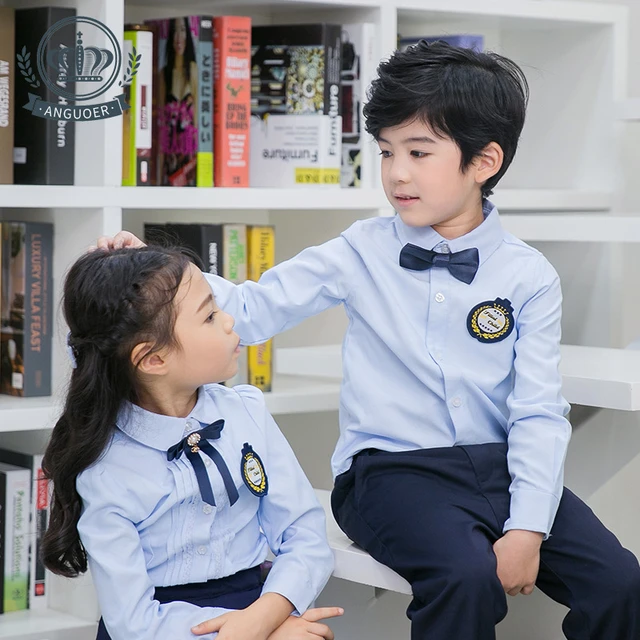 Uniforme de guarderia para ninos estudiantes uniforme escolar britanico camisas azules de manga larga para ninos y ninas D 0594 AliExpress