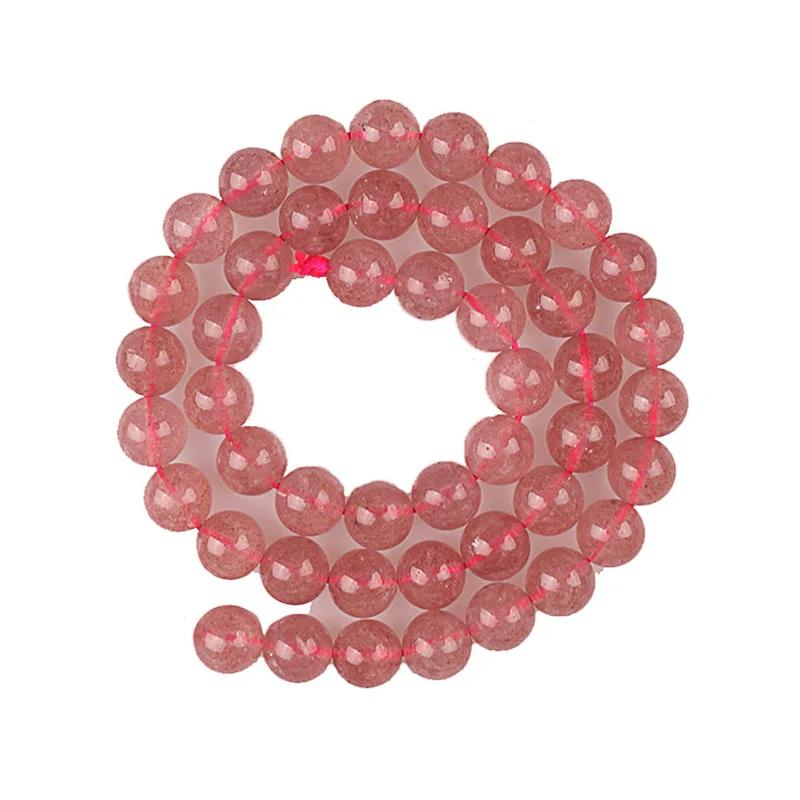 Natural Stone Strawberry Quartz Round Loose Beads Crystal Gem Beads 4 6 8 10 12mm For Bracelet Necklace Making