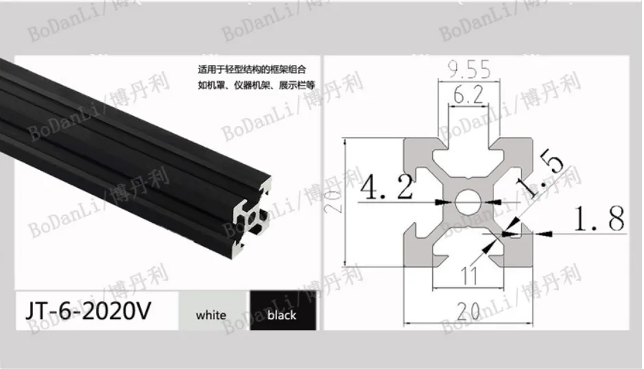 1pc 500mm Aluminum Profile European Standard Black 2020 V-Slot Aluminum Profile Extrusion Frame For CNC 3D Printers Laser Stand