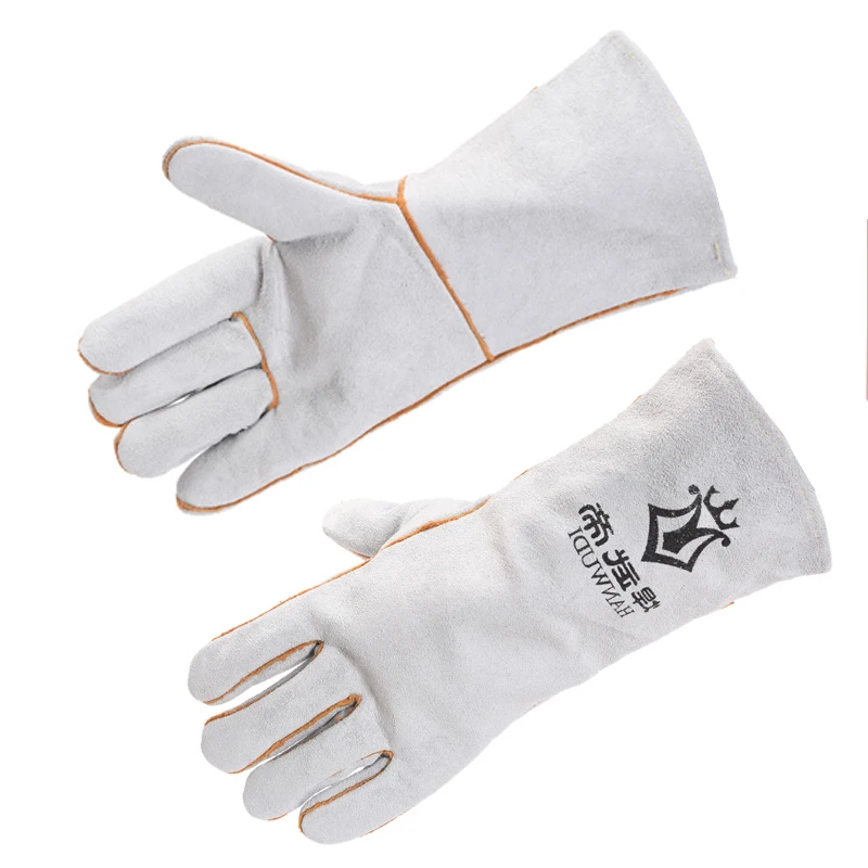 Working Gloves Security Protection Welding Welder Self Defense Cowhid Leather Thicken Fireproof Heat Resistant Lengthen Gloves