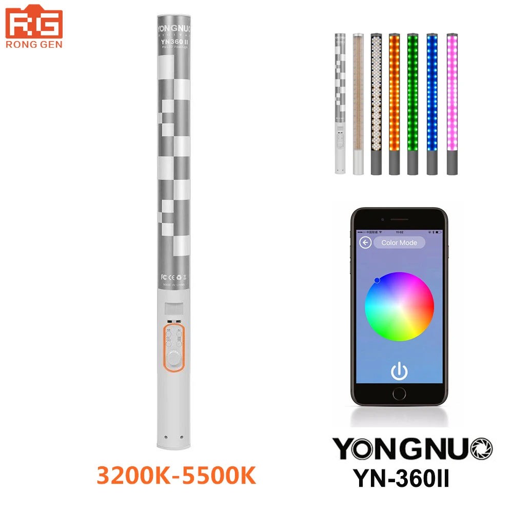 YONGNUO YN360II YN360 II Handheld LED Photography Soft Light 3200K-5500K RGB Adjustable Color Temperature Smartphone APP Control