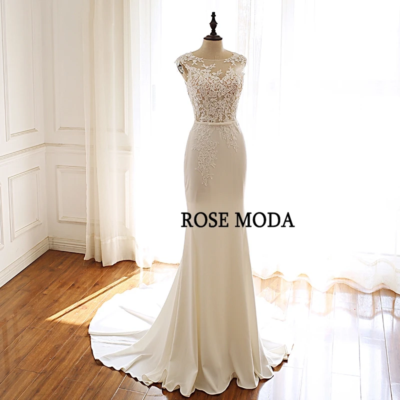 Rose Moda Boho Mermaid Lace Wedding Dresses for Destination Real Photos