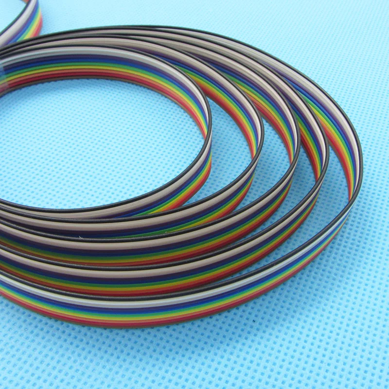 5 meters/lot Ribbon Cable 10 WAY Flat Cable Color Rainbow Ribbon Cable Wire Rainbow Cable 10P 1.27MM Pitch