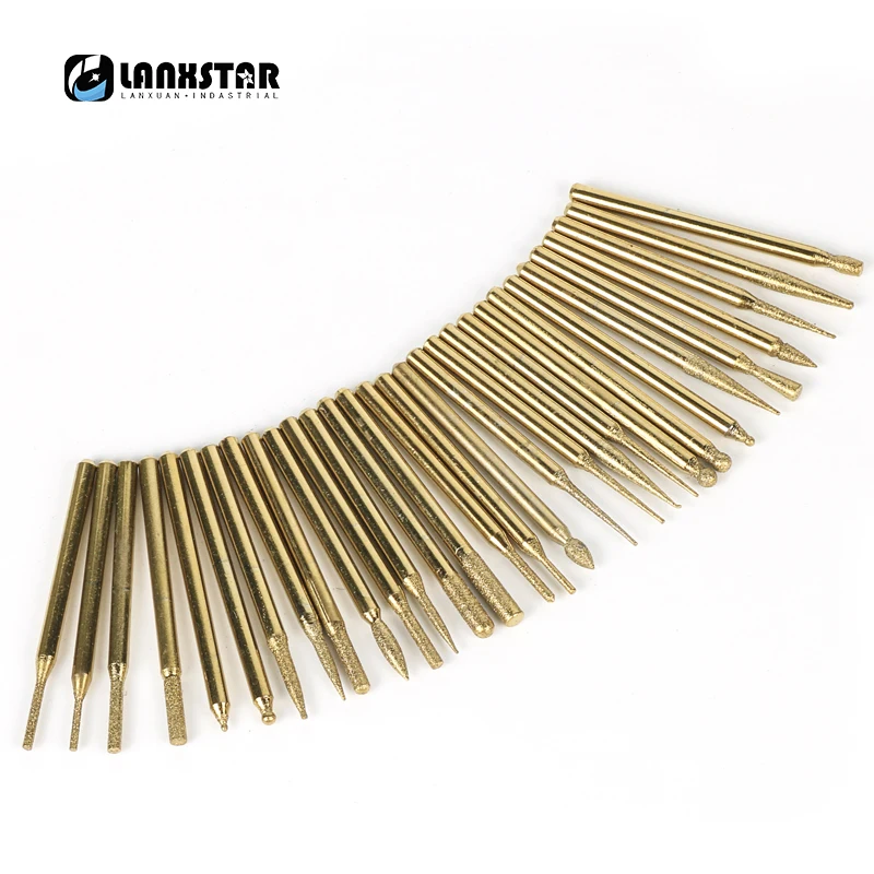 

30pcs/set titanium-plated alloy grinding head 3mm dremel accessories dremel rotary tool fit bit for mold repair slot engraving