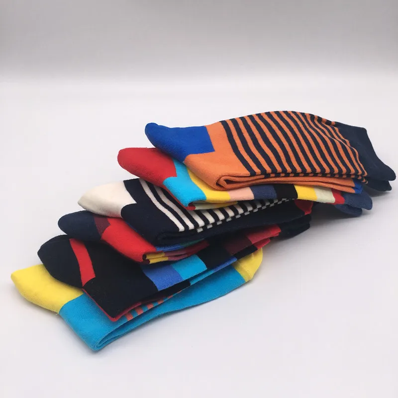 2020 high quality men\'s socks casual new standard lengthened version socks fashion stripes male socks fun clothes cotton socks